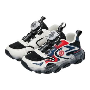 泰兰尼斯童鞋春秋儿童闪灯鞋男童钮扣新年运动鞋舒适防滑发光鞋子