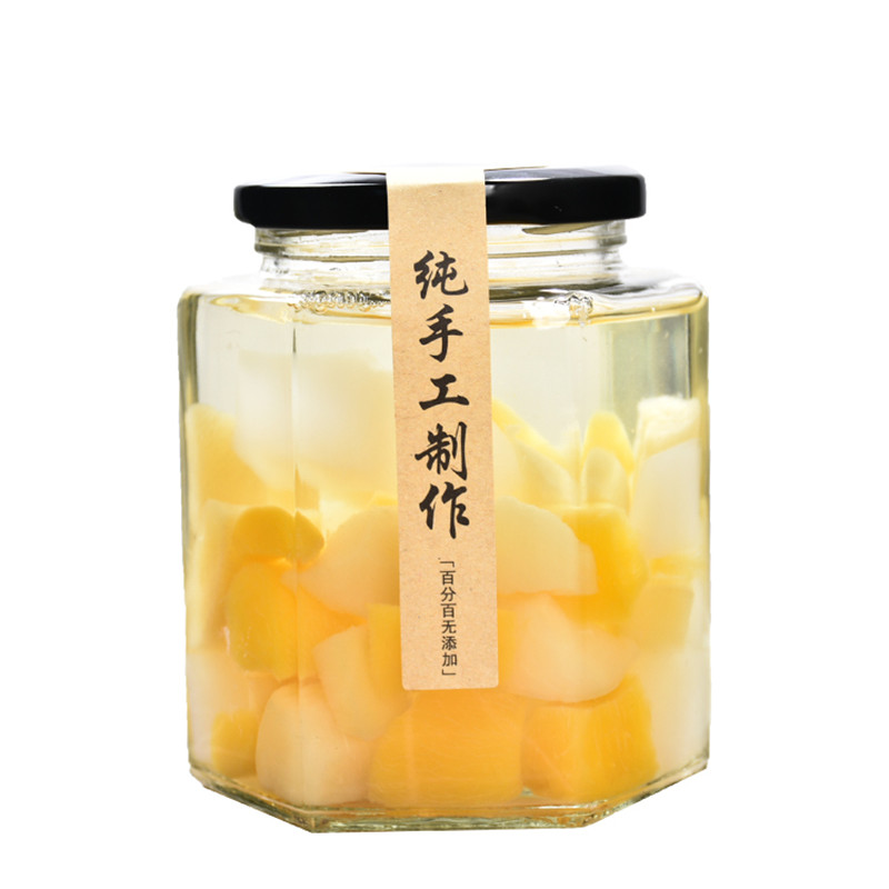 六角食品密封罐收纳玻璃透明蜂蜜果酱辣椒酱菜腐乳空瓶子小号带盖