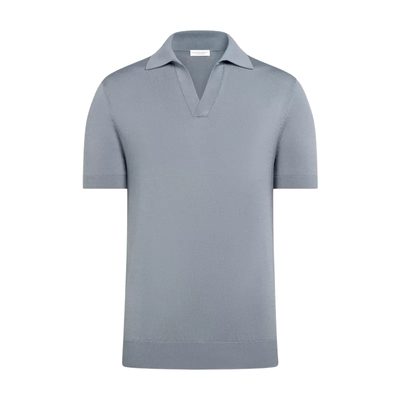 Suitsupply浅蓝色棉Polo针织衫