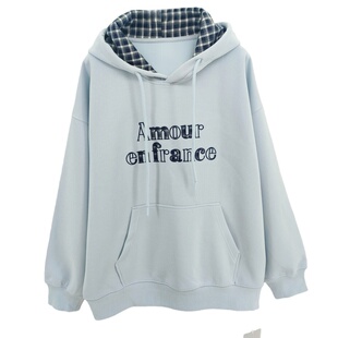 乔迪丹娜2026春款男大童格子帽卫衣长袖T 初高中学生宽松潮流帽衫