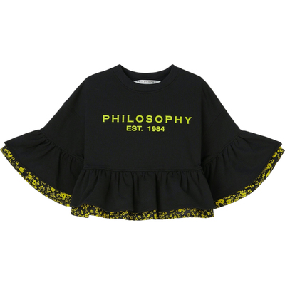 Philosophy 春夏女童印花荷叶边棉质混纺上衣