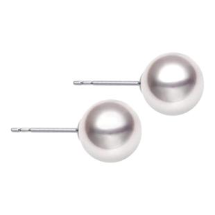 KEZ天然淡水akoya海水珍珠耳钉女小灯泡极强光18K金送女友耳饰