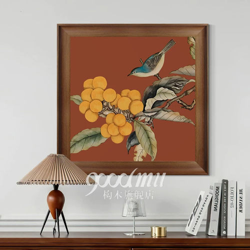 鹊上枝头  法式中国风客厅餐厅装饰画新中式玄关斗柜挂画喜庆壁画