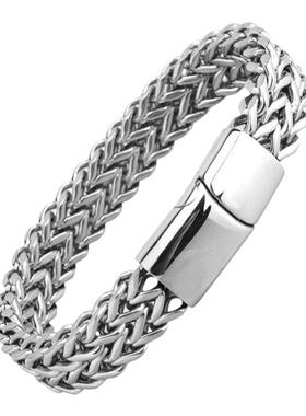 欧美风配饰钛钢四方形磁铁扣手环