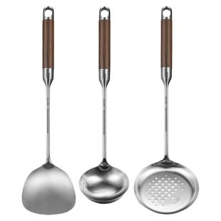 炊大皇316L不锈钢锅铲食品级家用厨房木柄炒菜铲子汤勺漏勺套装