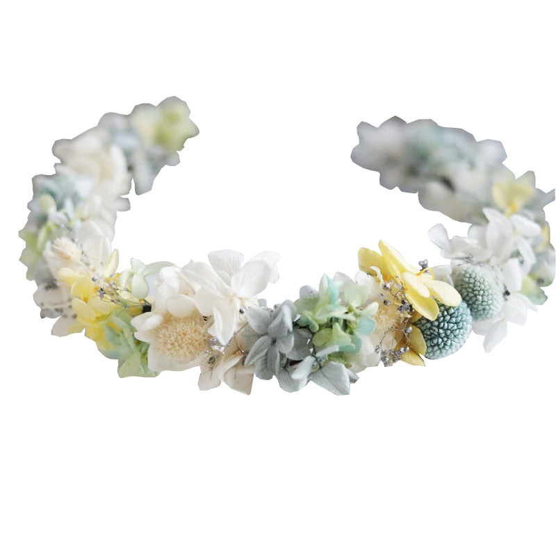 灰薄荷色永生花花环森系