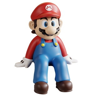 马里奥玄关摆件坐姿手办卡通创意时钟摆台客厅桌面高档电视柜装饰