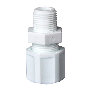 PP外牙直通接头pp软管接头耐腐蚀耐酸碱PP外丝直接卡套螺纹6 10