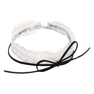 甜酷辣妹黑色蝴蝶结蕾丝绑带项链叠戴choker锁骨链复古设计感颈链