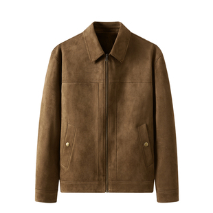 斯得雅麂皮绒外套男2025秋冬新款通勤休闲复古老钱风翻领绒感夹克