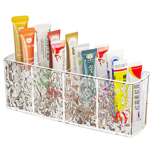 药膏收纳盒分格管状药整理神器桌面透明放小样条状软膏药物置物架