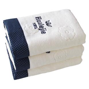 华乐极简波点全纯棉割绒情侣白色洗澡浴巾礼品盒套装家用吸水毛巾