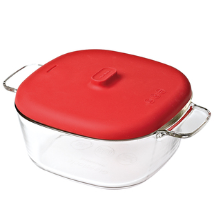 Glasslock进口钢化玻璃带盖微波炉泡面碗耐热大号双耳汤碗1250ml