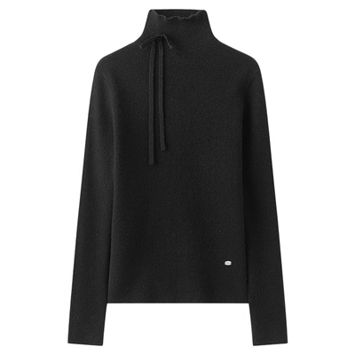 东京岁时记黑色蝴蝶结修身打底衫