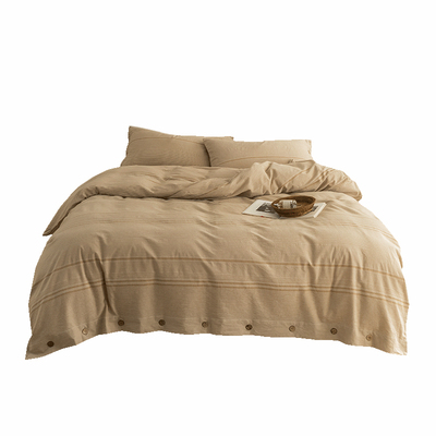 色织提花全棉纽扣四件套