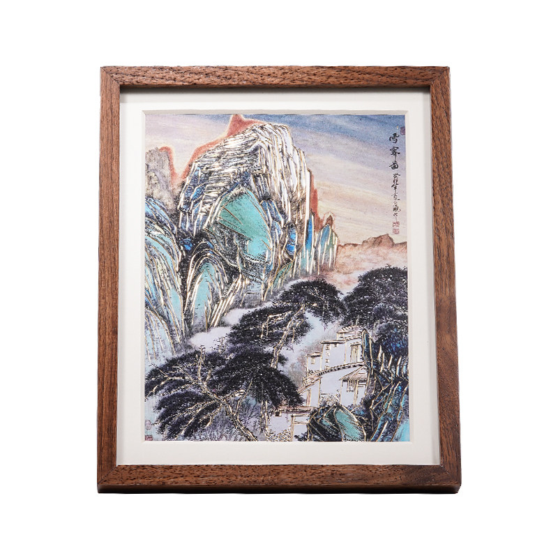 铜雕画《雪霁图》 客厅桌面书房 装饰画摆台 铜工艺品 送领导礼物