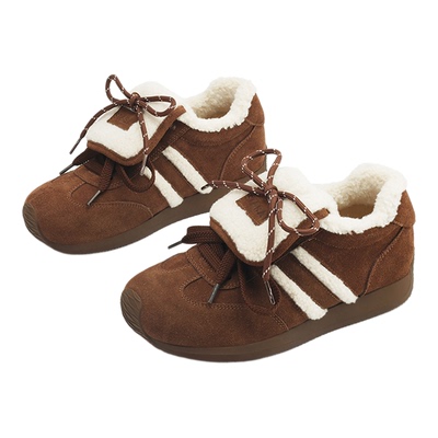 星期六真皮加绒保暖德训鞋棉鞋女