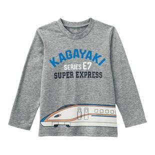 日系千趣童装春秋纯棉男童卡通上衣儿童套头圆领新干线长袖T恤