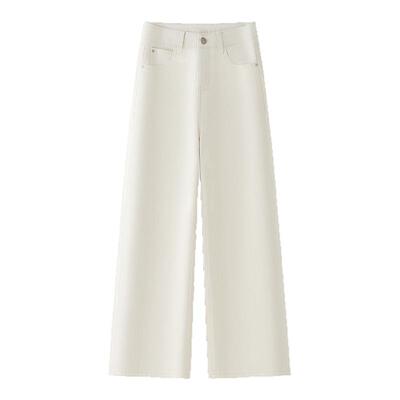 新款窄版高腰显瘦百搭垂顺直筒裤