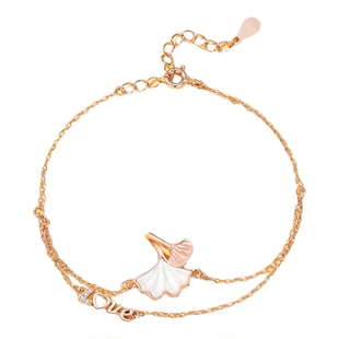 Grace Girl三生有幸银杏叶钻石吊坠项链情人送老婆女朋友生日礼物