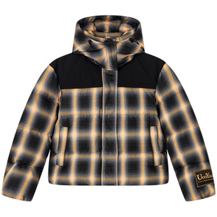 UOOYAA/乌丫「Vintage」系列经典格纹拼接羽绒服