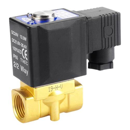 亚德客两位两通黄铜电磁水阀一进一出2W030-08 2W050-10/15 24V