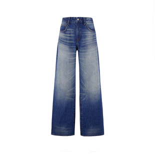 JNBY/江南布衣秋季牛仔裤女全棉宽松休闲通勤风微喇长裤5N9E12040