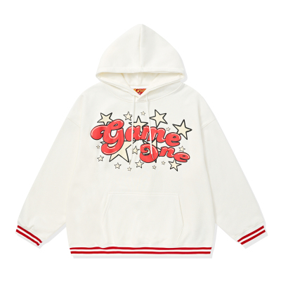 无复古帽发泡卫衣连帽卫衣帽衫