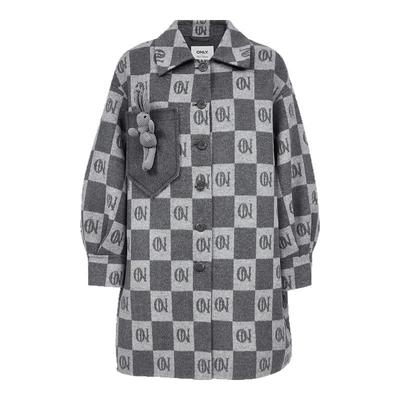 ONLY宽松落肩羊毛混纺毛呢大衣