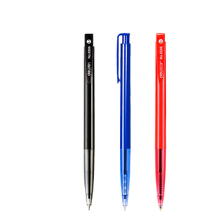 得力6506圆珠笔正品按压式蓝色红色油笔小学生专用老式办公原子笔油笔中油笔按动油性黑色圆珠笔芯中性笔批发