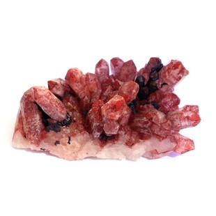 水晶晶簇柱子天然红水晶原石头猫矿晶体矿物共生摆件科普教学标本