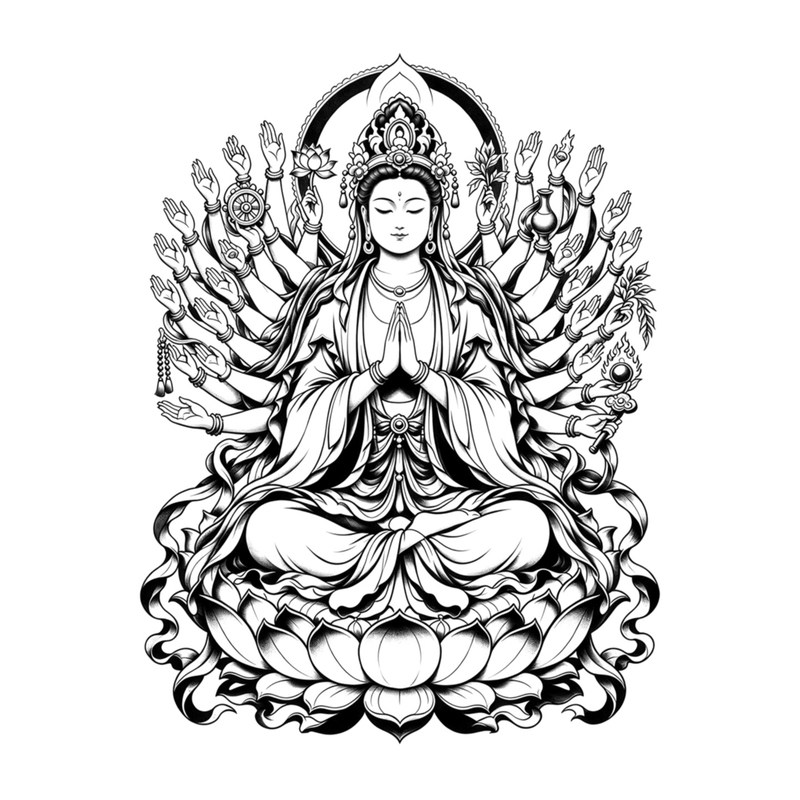 XMXP千手观音草本满背纹身贴男防