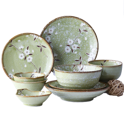 日本进口美浓烧樱花陶瓷餐具