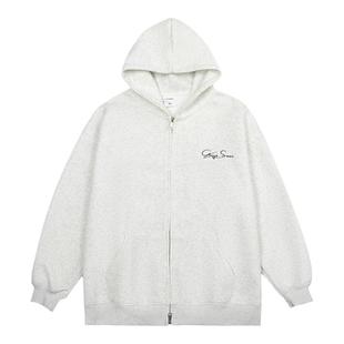 GOGOSOON卫衣男新款春秋外套加绒拉链开衫连帽青少年美式休闲潮