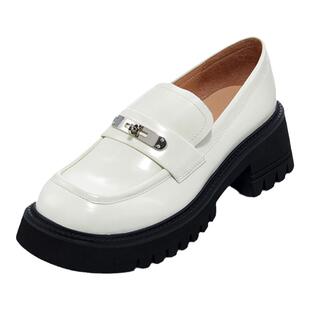 哈森秋季商场同款休闲粗跟方头一脚蹬懒人乐福鞋单鞋HL228801