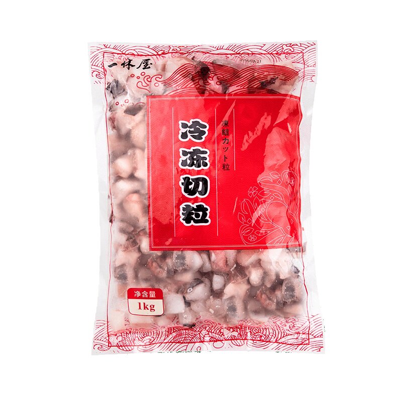 一休屋冷冻切粒章鱼小丸子材料章鱼大阪烧新鲜大粒鱿鱼粒商用1KG