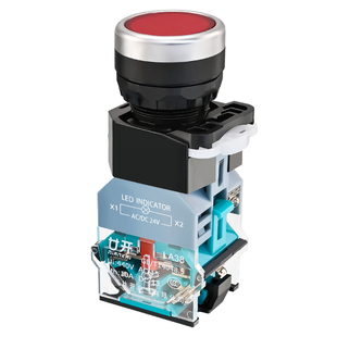 LA38-11D带灯按钮开关平钮启动按钮直径22mm红绿自锁钮BNZS/220V