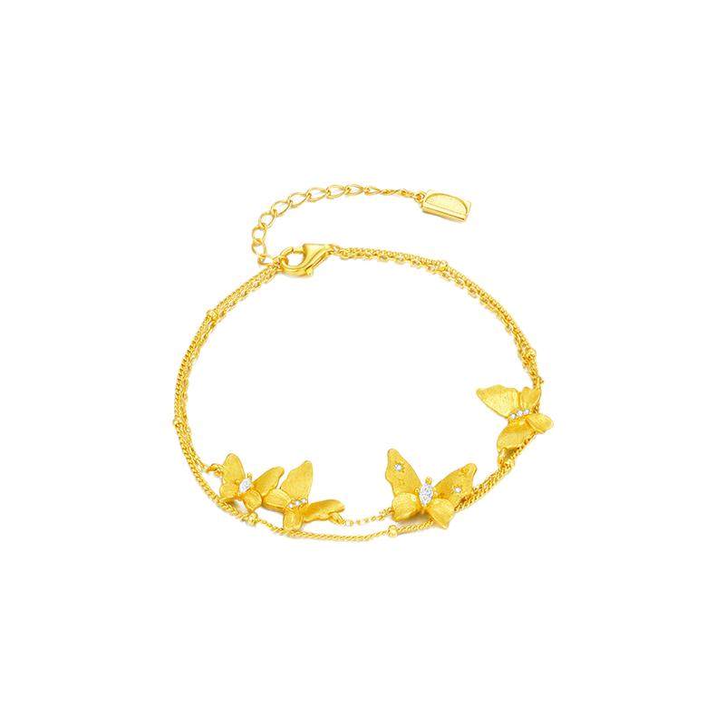 周大生DC蝴蝶千金手链S925复古小众设计感腕饰链子送女友新年礼物