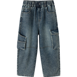 商场同款巴拉巴拉男童牛仔裤中大童宝宝裤子春秋款童装儿童工装裤