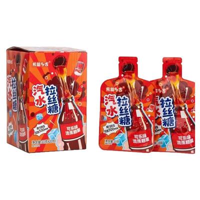 网上爆款熊猫多吉汽水拉丝糖葡萄可乐青柠味流质糖果零食挤牙膏糖