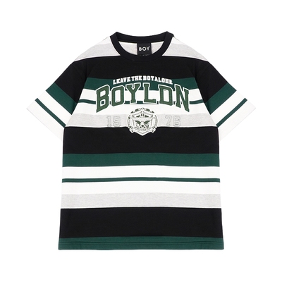 BOYLONDON25新款春夏男女同款学院风条纹时尚潮牌短袖T恤N01137