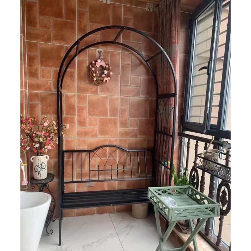花架室内绿萝客厅坐垫花园阳台铁艺拱门爬藤架白色座椅拱形庭院