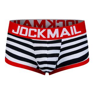 棉男士平角纯色条纹露臀性感内裤男情趣同志裤衩四角裤头GAY3条