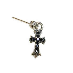 925银镶钻十字架耳钉女潮男防过敏ins风格轻奢小红书同款情侣男女