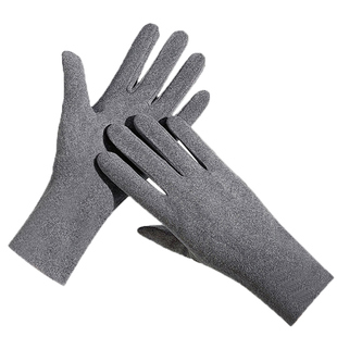 保暖手套半指女羊毛蚕丝秋冬骑行露指学生写字防寒女士半截手套