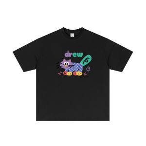 官网drew短袖潮牌猫咪卡通印花