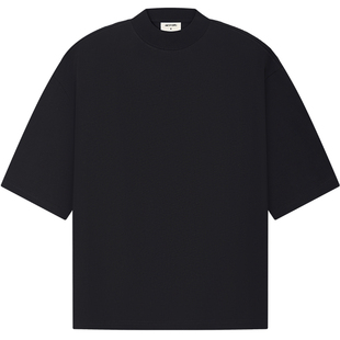 A1s半高领美式重磅短袖t恤男中领宽松落肩纯色全棉单穿内搭四季款