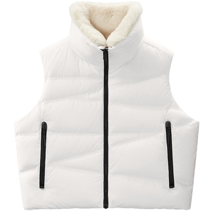 HEAD海德高领保暖羽绒马甲冬季内里毛绒短款轻盈女式外套