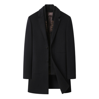 围巾领羽绒内胆羊毛双面呢大衣