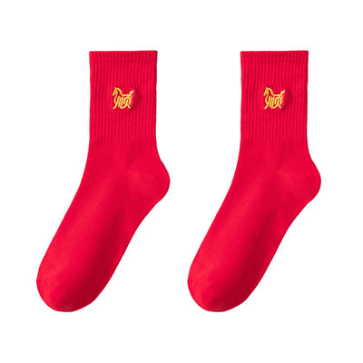 本命年红色礼盒女袜子精梳棉短袜